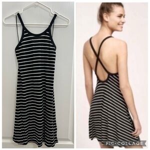 Anthropologie Black and White Striped Backless Tank Dress